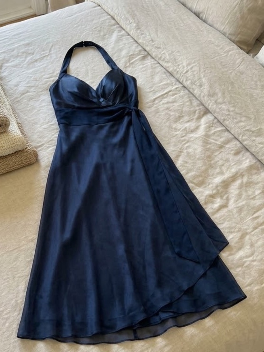 Cache vintage midnight blue 100% silk halter  dress. Y2K. Check measurements